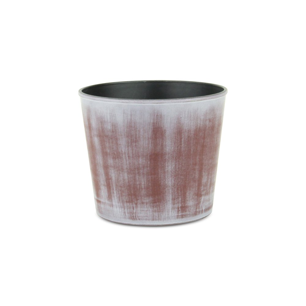 6" Brown and Ivory Textural Tone On Tone Recycled Plastic Indoor Outdoor Round Pot Planter HomeRoots