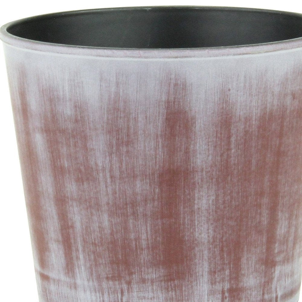 6" Brown and Ivory Textural Tone On Tone Recycled Plastic Indoor Outdoor Round Pot Planter HomeRoots