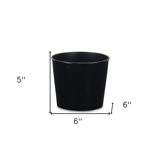 6" Black Recycled Plastic Indoor Outdoor Round Pot Planter HomeRoots
