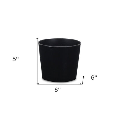 6" Black Recycled Plastic Indoor Outdoor Round Pot Planter HomeRoots