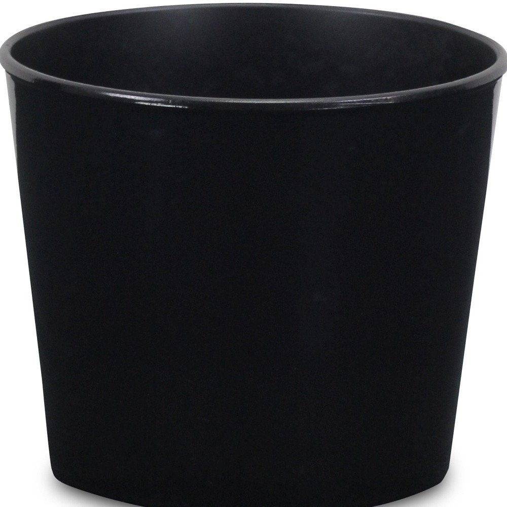 6" Black Recycled Plastic Indoor Outdoor Round Pot Planter HomeRoots