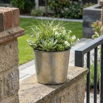 6" Gray Recycled Plastic Indoor Outdoor Round Pot Planter HomeRoots