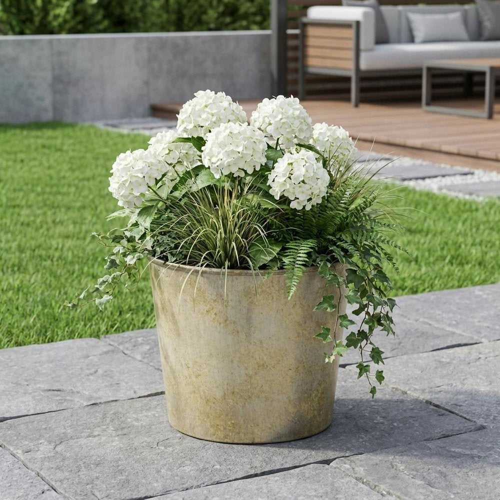 6" Gray Recycled Plastic Indoor Outdoor Round Pot Planter HomeRoots