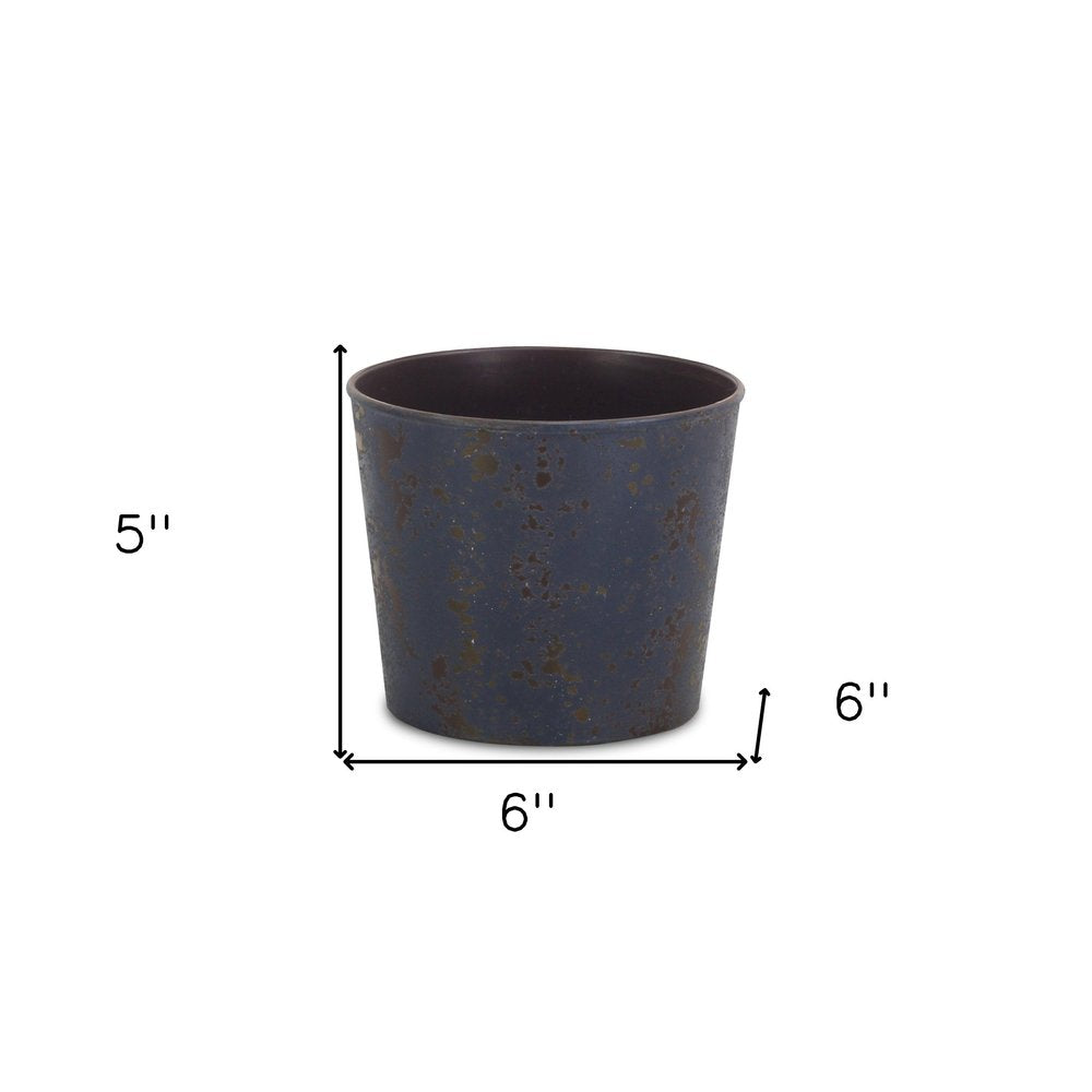 6" Blue Recycled Plastic Indoor Outdoor Round Pot Planter HomeRoots