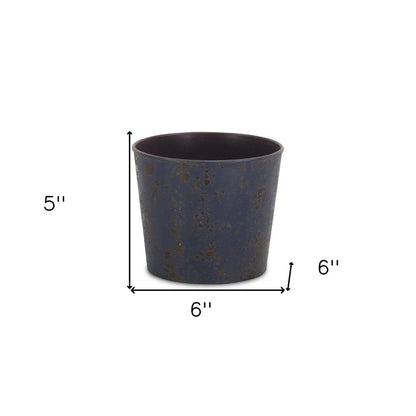 6" Blue Recycled Plastic Indoor Outdoor Round Pot Planter HomeRoots