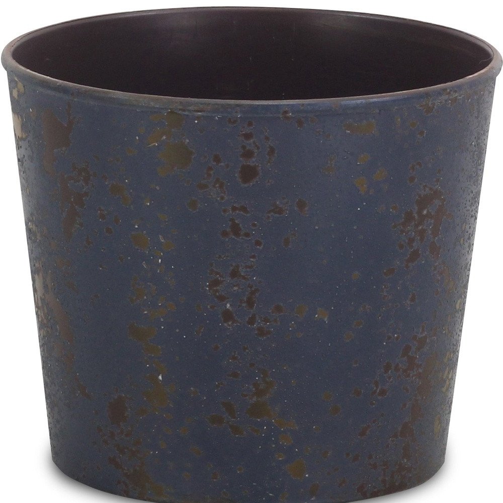 6" Blue Recycled Plastic Indoor Outdoor Round Pot Planter HomeRoots