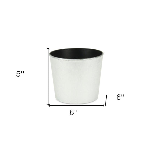 6" Silver Recycled Plastic Indoor Outdoor Round Pot Planter HomeRoots