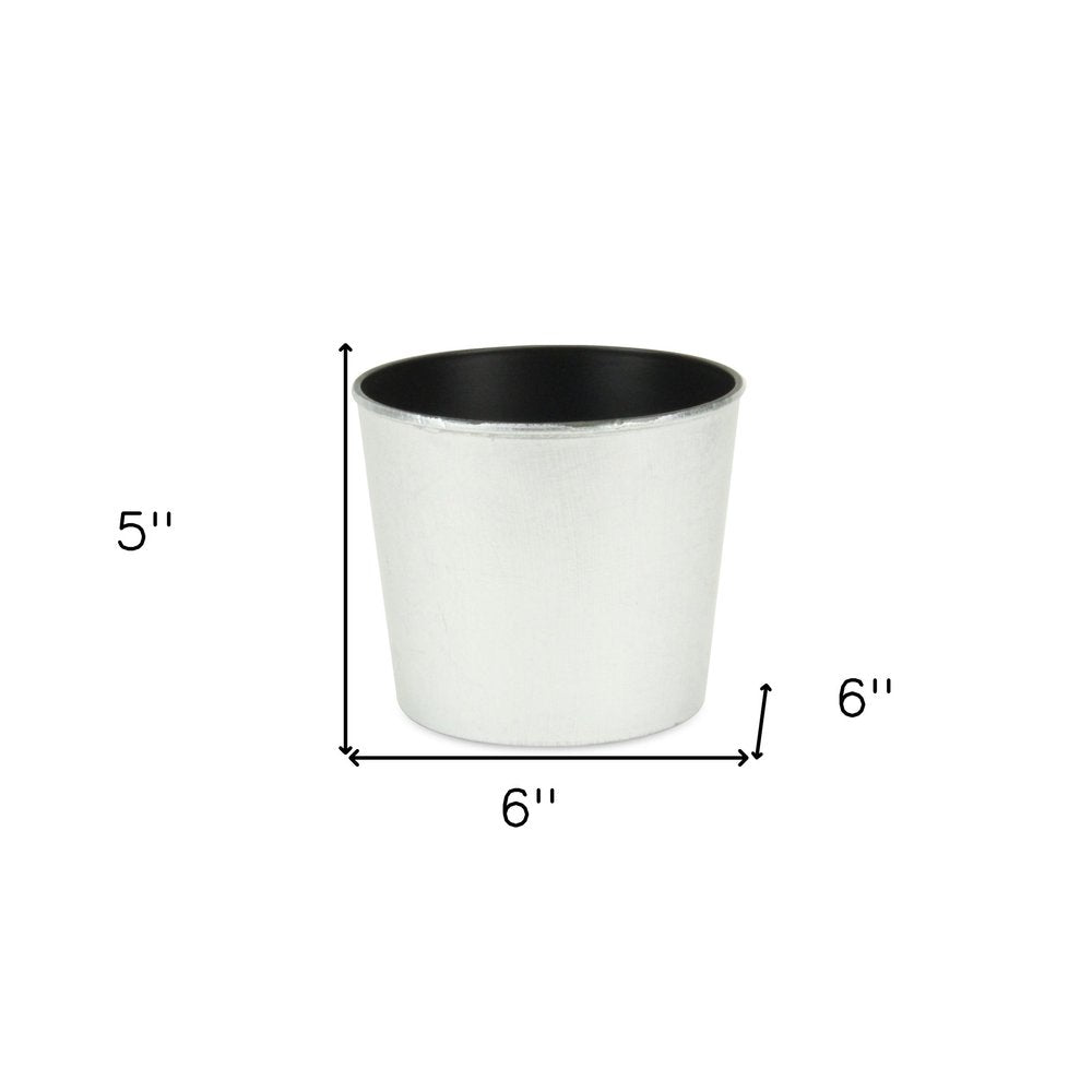 6" Silver Recycled Plastic Indoor Outdoor Round Pot Planter HomeRoots