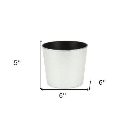 6" Silver Recycled Plastic Indoor Outdoor Round Pot Planter HomeRoots