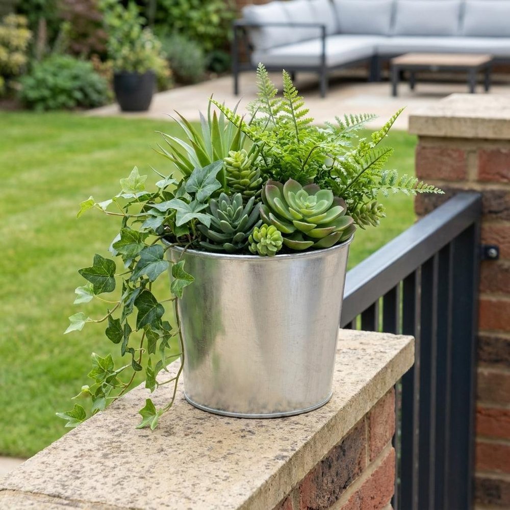 6" Silver Recycled Plastic Indoor Outdoor Round Pot Planter HomeRoots