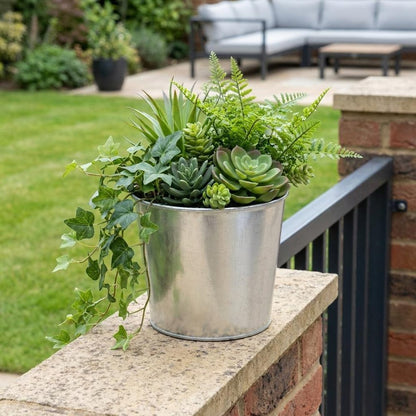 6" Silver Recycled Plastic Indoor Outdoor Round Pot Planter HomeRoots