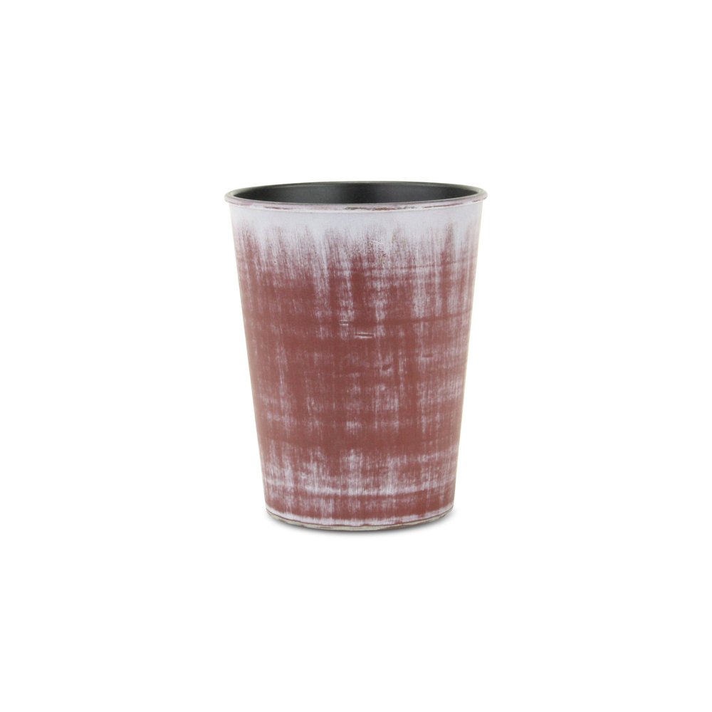 5" Brown and Ivory Textural Tone On Tone Recycled Plastic Indoor Outdoor Round Pot Planter HomeRoots