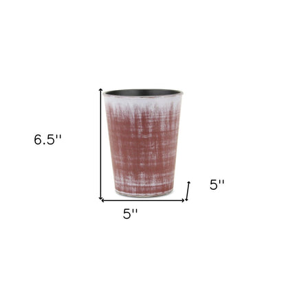 5" Brown and Ivory Textural Tone On Tone Recycled Plastic Indoor Outdoor Round Pot Planter HomeRoots