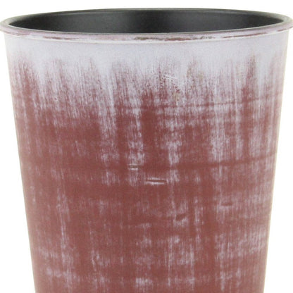 5" Brown and Ivory Textural Tone On Tone Recycled Plastic Indoor Outdoor Round Pot Planter HomeRoots