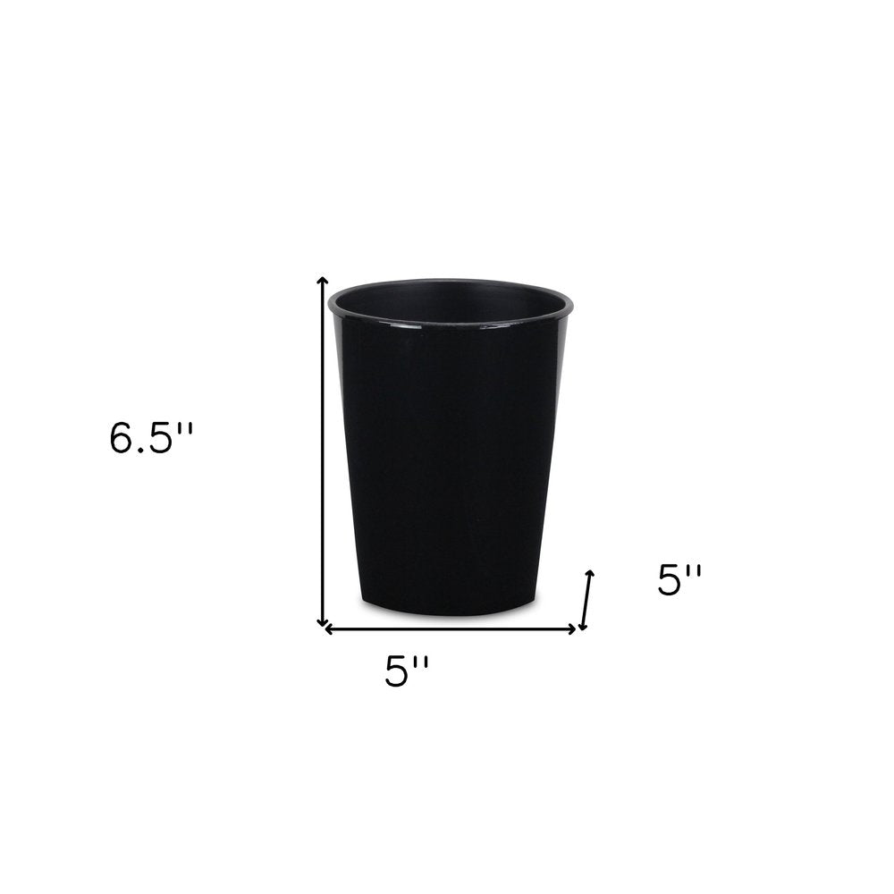 5" Black Recycled Plastic Indoor Outdoor Round Pot Planter HomeRoots