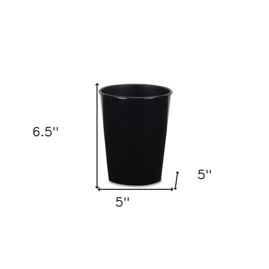 5" Black Recycled Plastic Indoor Outdoor Round Pot Planter HomeRoots
