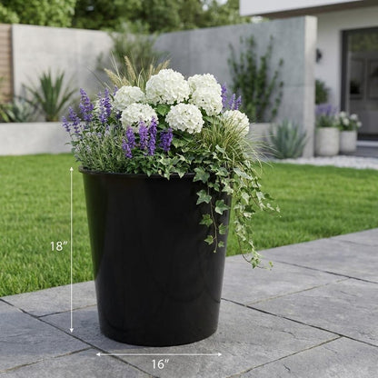 5" Black Recycled Plastic Indoor Outdoor Round Pot Planter HomeRoots
