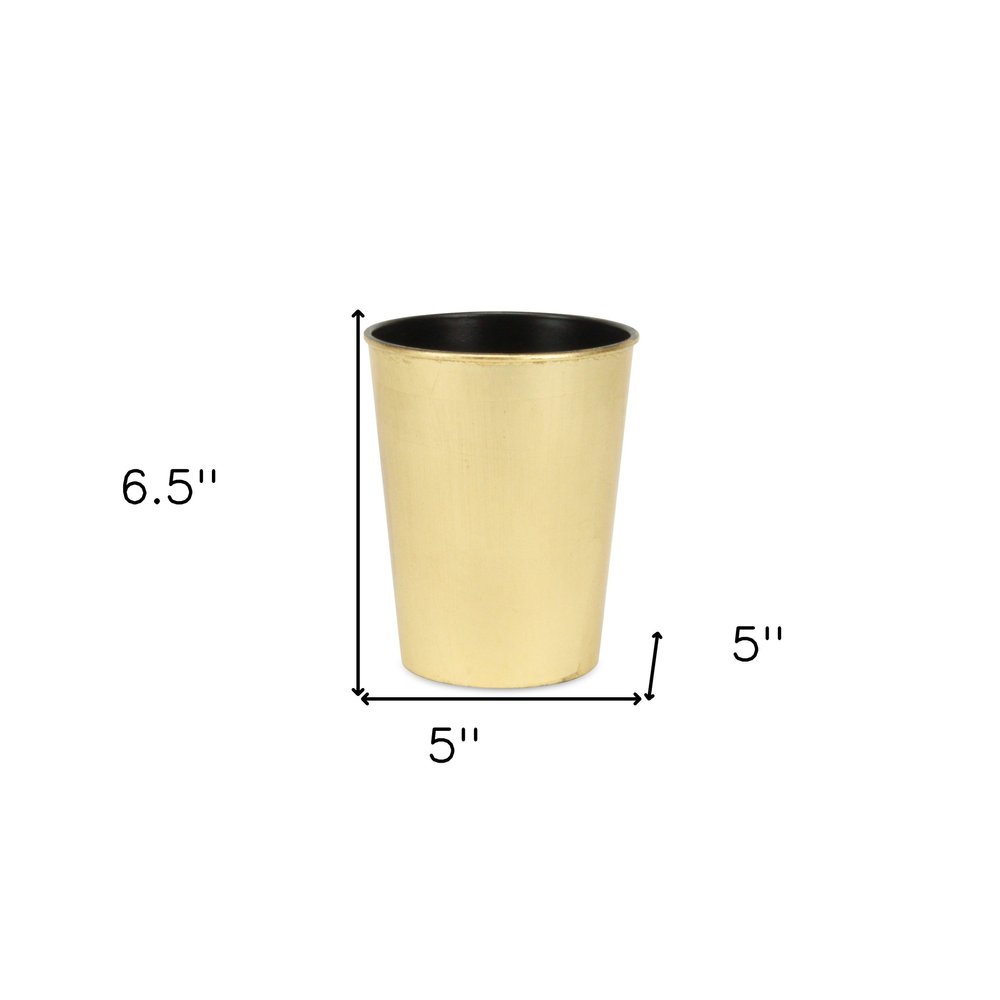 5" Gold Recycled Plastic Indoor Outdoor Round Pot Planter HomeRoots
