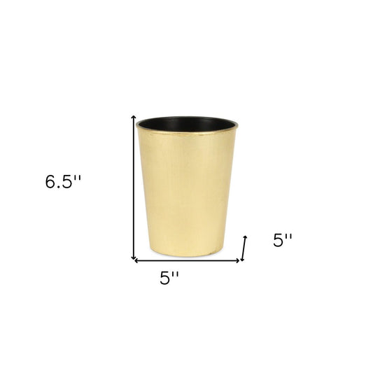 5" Gold Recycled Plastic Indoor Outdoor Round Pot Planter HomeRoots