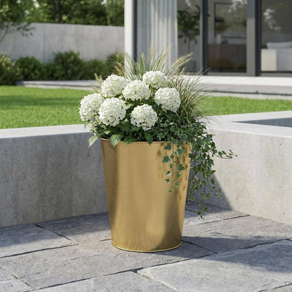 5" Gold Recycled Plastic Indoor Outdoor Round Pot Planter HomeRoots