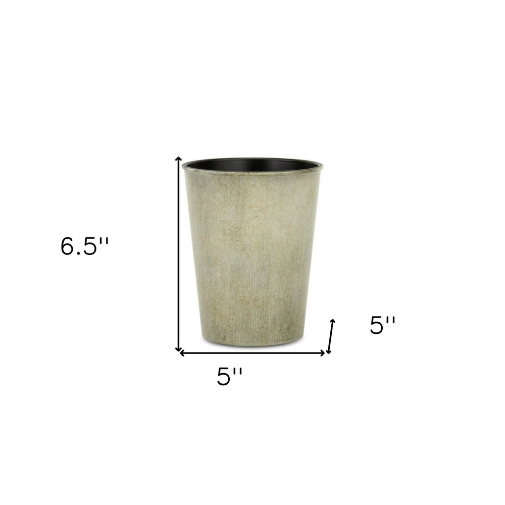 5" Gray Recycled Plastic Indoor Outdoor Round Pot Planter HomeRoots