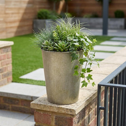 5" Gray Recycled Plastic Indoor Outdoor Round Pot Planter HomeRoots