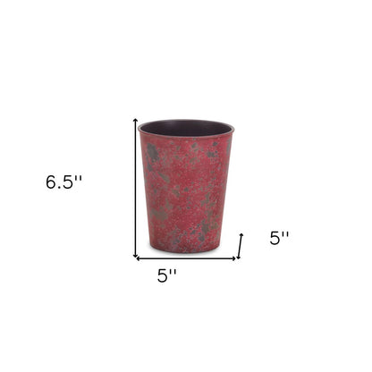 5" Red Recycled Plastic Indoor Outdoor Round Pot Planter HomeRoots