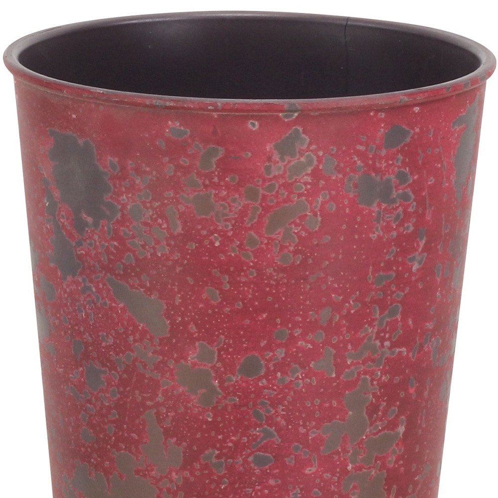 5" Red Recycled Plastic Indoor Outdoor Round Pot Planter HomeRoots