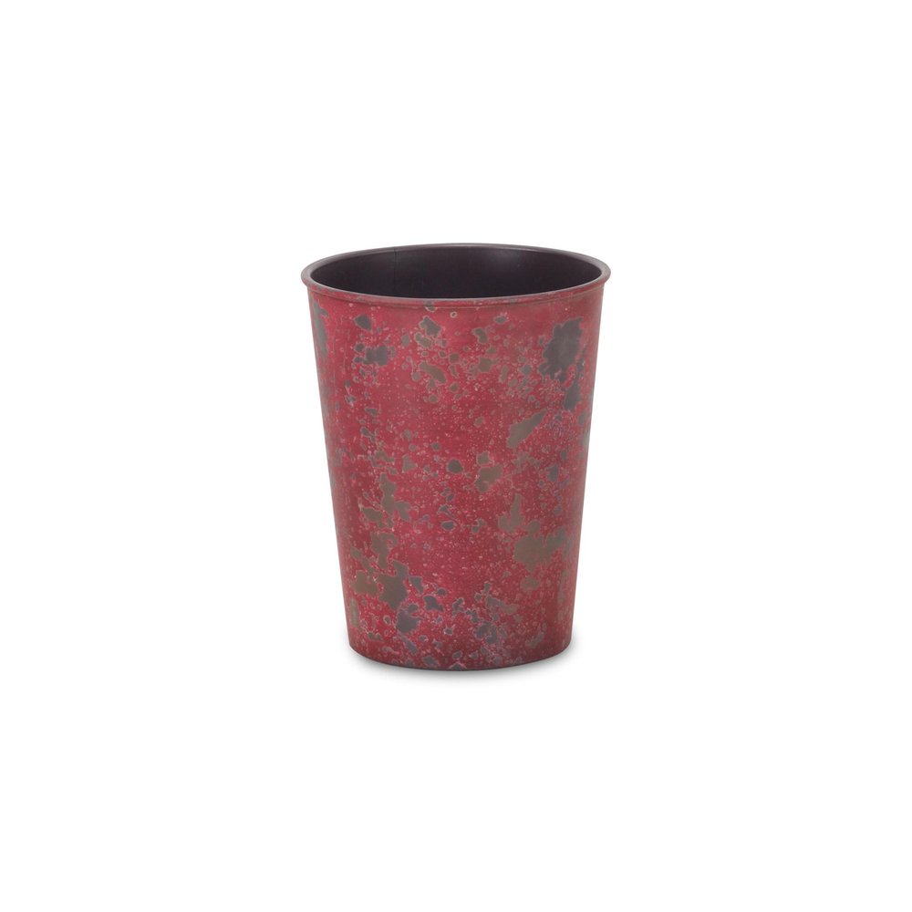 5" Red Recycled Plastic Indoor Outdoor Round Pot Planter HomeRoots