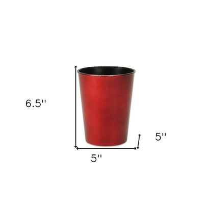 5" Red Recycled Plastic Indoor Outdoor Round Pot Planter HomeRoots