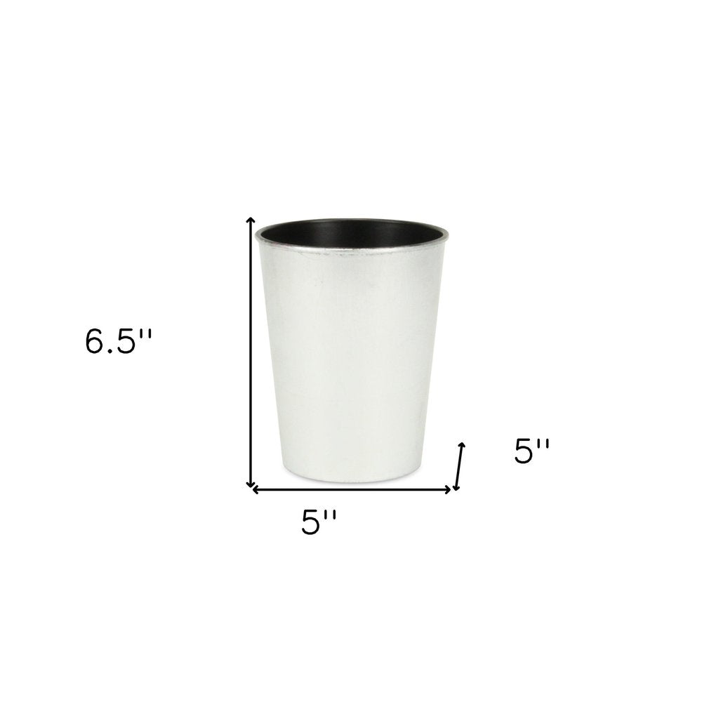 5" Silver Recycled Plastic Indoor Outdoor Round Pot Planter HomeRoots