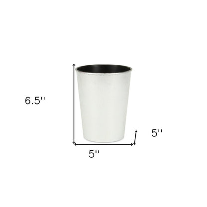 5" Silver Recycled Plastic Indoor Outdoor Round Pot Planter HomeRoots