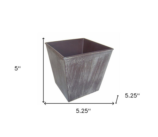 5" Brown and Off White Textural Tone On Tone Recycled Plastic Indoor Outdoor Square Pot Planter HomeRoots