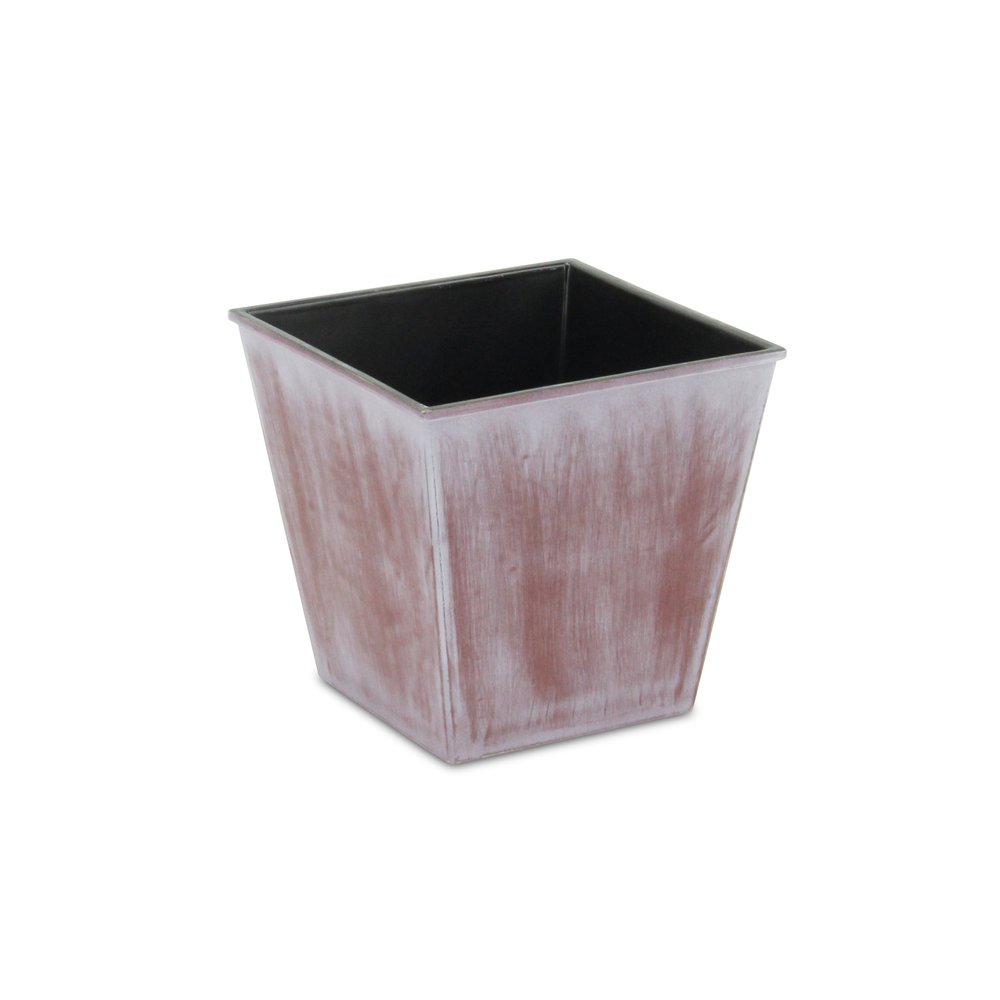 5" Brown and Off White Textural Tone On Tone Recycled Plastic Indoor Outdoor Square Pot Planter HomeRoots