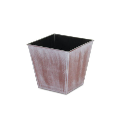 5" Brown and Off White Textural Tone On Tone Recycled Plastic Indoor Outdoor Square Pot Planter HomeRoots