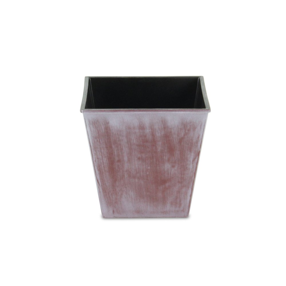 5" Brown and Off White Textural Tone On Tone Recycled Plastic Indoor Outdoor Square Pot Planter HomeRoots
