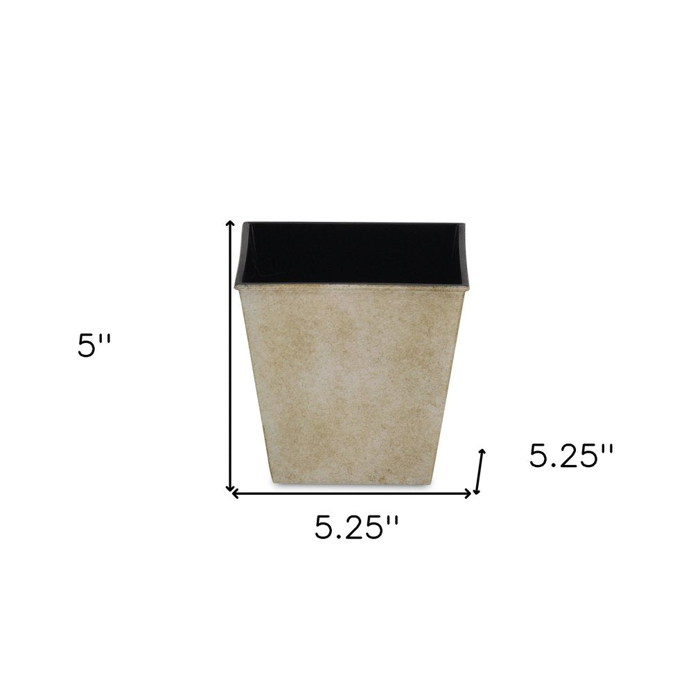 5" Cream Recycled Plastic Indoor Outdoor Square Pot Planter HomeRoots