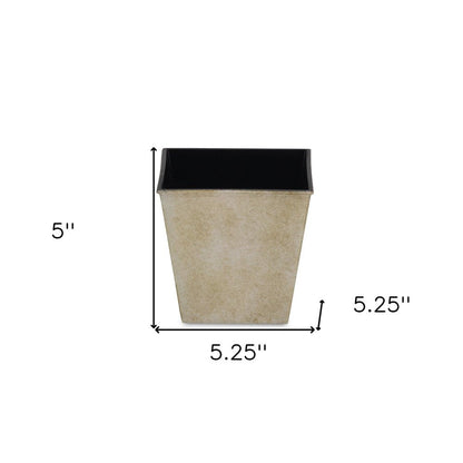 5" Cream Recycled Plastic Indoor Outdoor Square Pot Planter HomeRoots