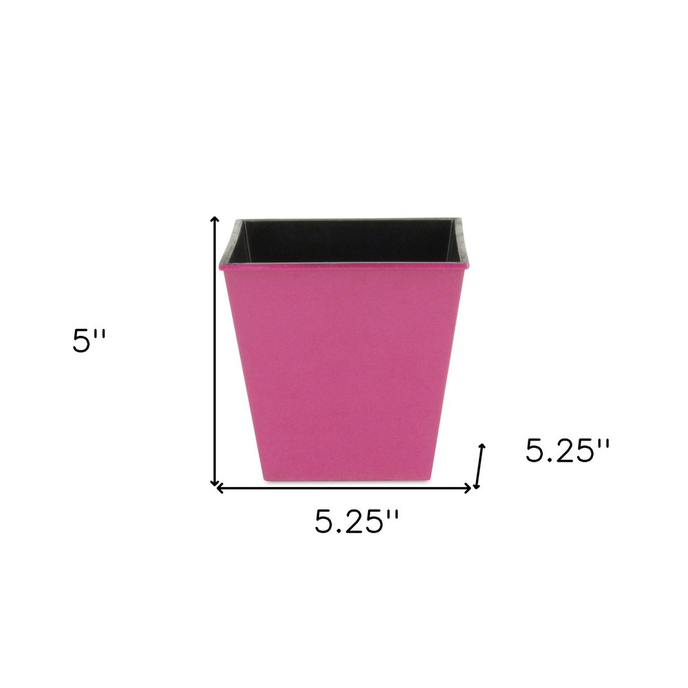 5" Hot Pink Recycled Plastic Indoor Outdoor Square Pot Planter HomeRoots