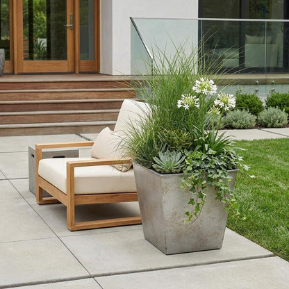 5" Gray Recycled Plastic Indoor Outdoor Square Pot Planter HomeRoots