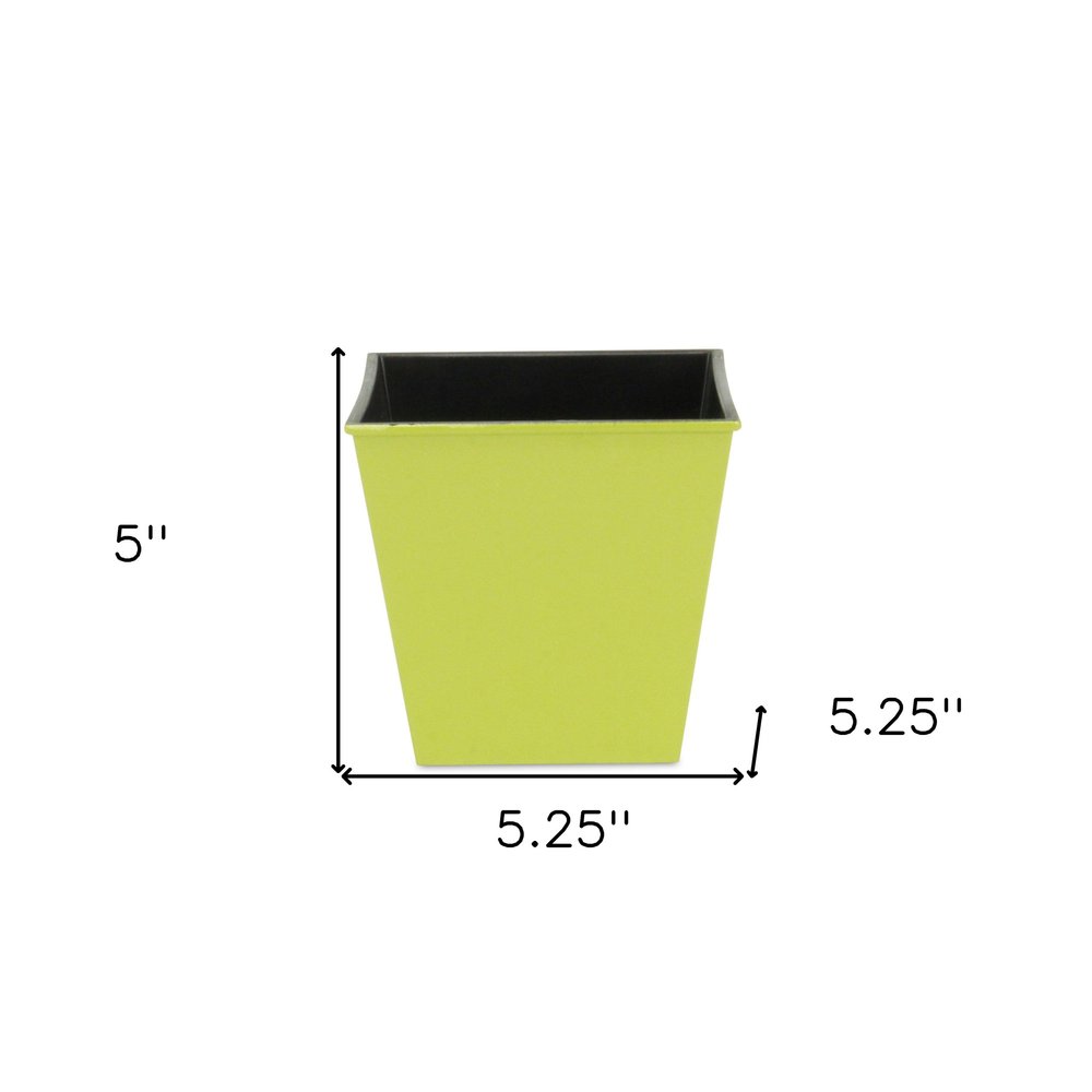 5" Lime Green Recycled Plastic Indoor Outdoor Square Pot Planter HomeRoots