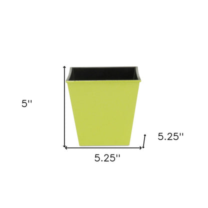 5" Lime Green Recycled Plastic Indoor Outdoor Square Pot Planter HomeRoots