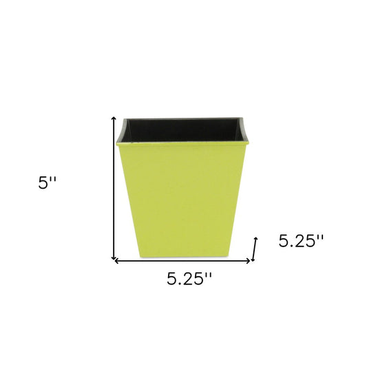 5" Lime Green Recycled Plastic Indoor Outdoor Square Pot Planter HomeRoots