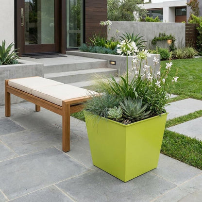 5" Lime Green Recycled Plastic Indoor Outdoor Square Pot Planter HomeRoots
