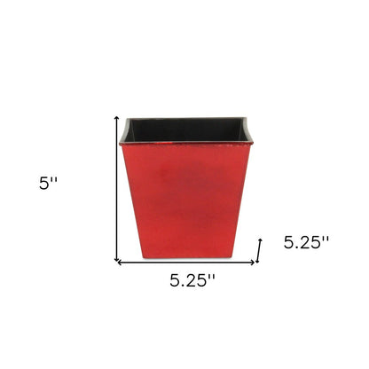 5" Red Recycled Plastic Indoor Outdoor Square Pot Planter HomeRoots