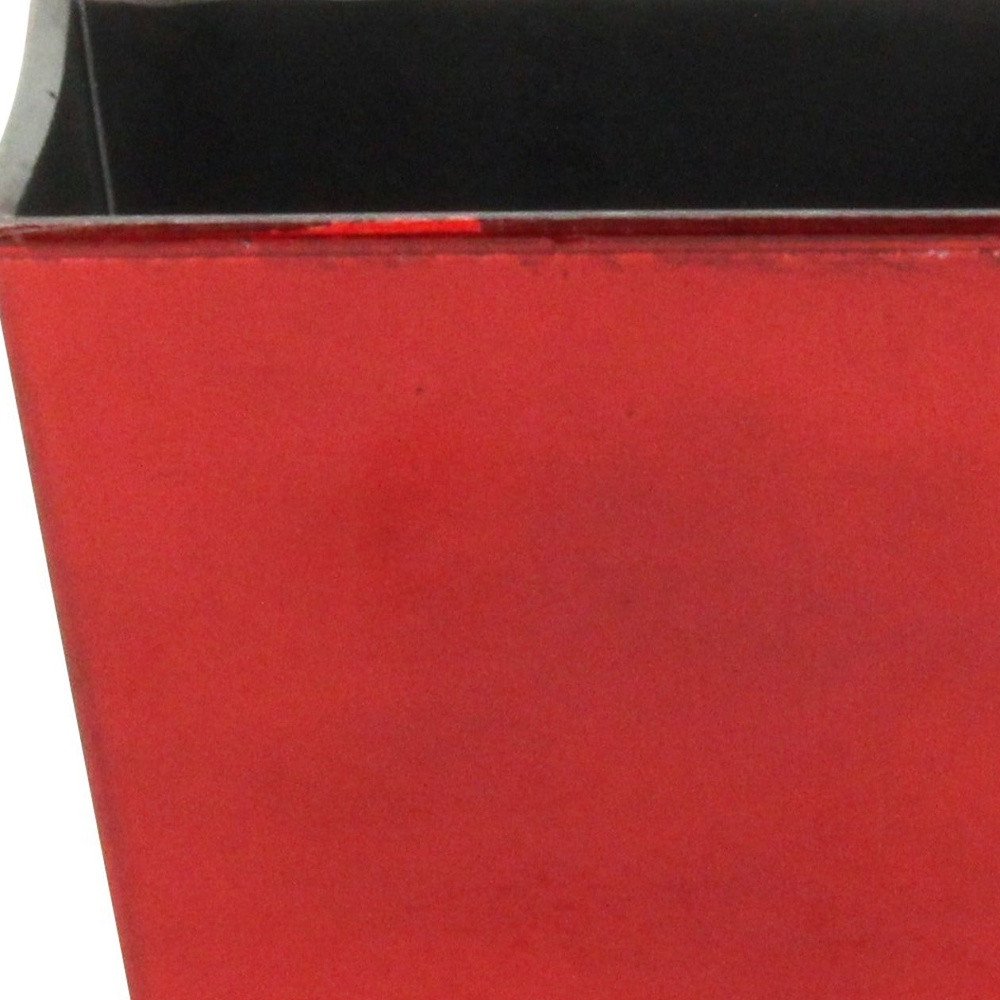 5" Red Recycled Plastic Indoor Outdoor Square Pot Planter HomeRoots