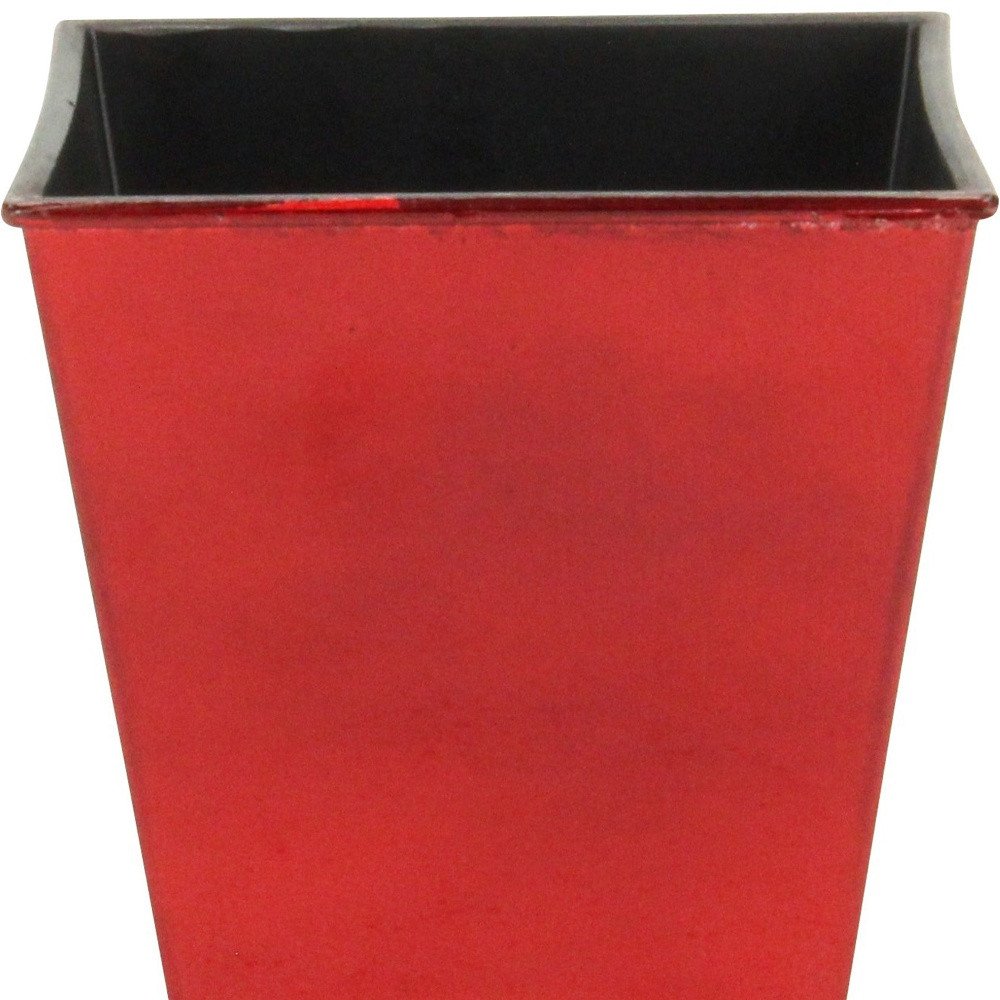 5" Red Recycled Plastic Indoor Outdoor Square Pot Planter HomeRoots