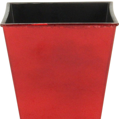 5" Red Recycled Plastic Indoor Outdoor Square Pot Planter HomeRoots