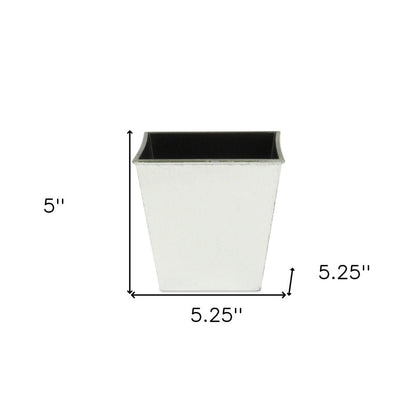 5" Silver Recycled Plastic Indoor Outdoor Square Pot Planter HomeRoots