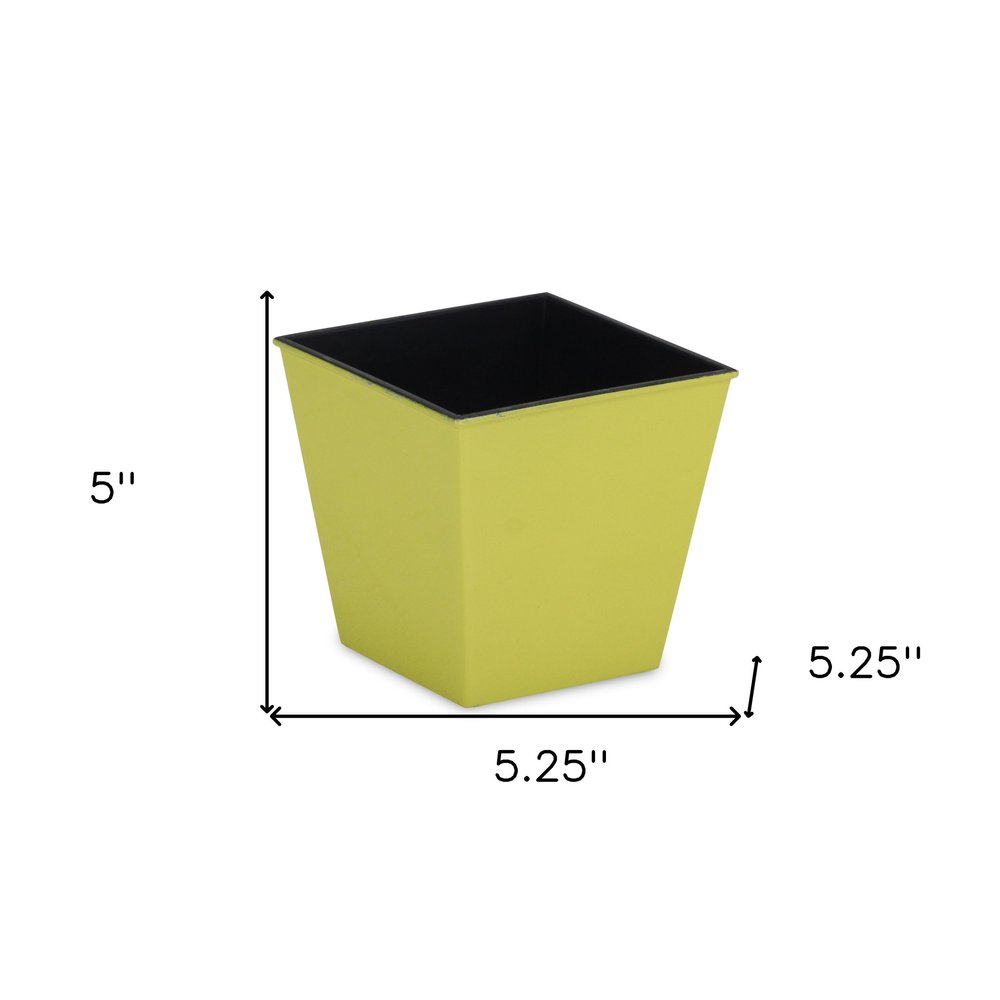 5" Yellow Recycled Plastic Indoor Outdoor Square Pot Planter HomeRoots